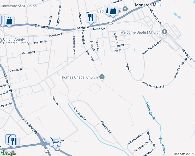 map of restaurants, bars, coffee shops, grocery stores, and more near 222 Walnut Street in Union