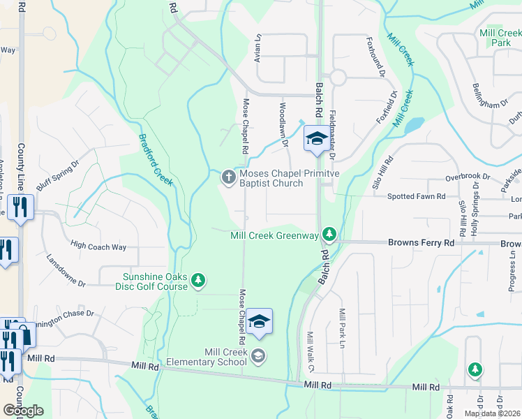 map of restaurants, bars, coffee shops, grocery stores, and more near 107 Gracie Lane in Madison