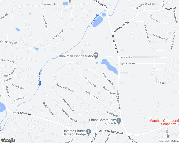 map of restaurants, bars, coffee shops, grocery stores, and more near 803 Worchester Place in Simpsonville