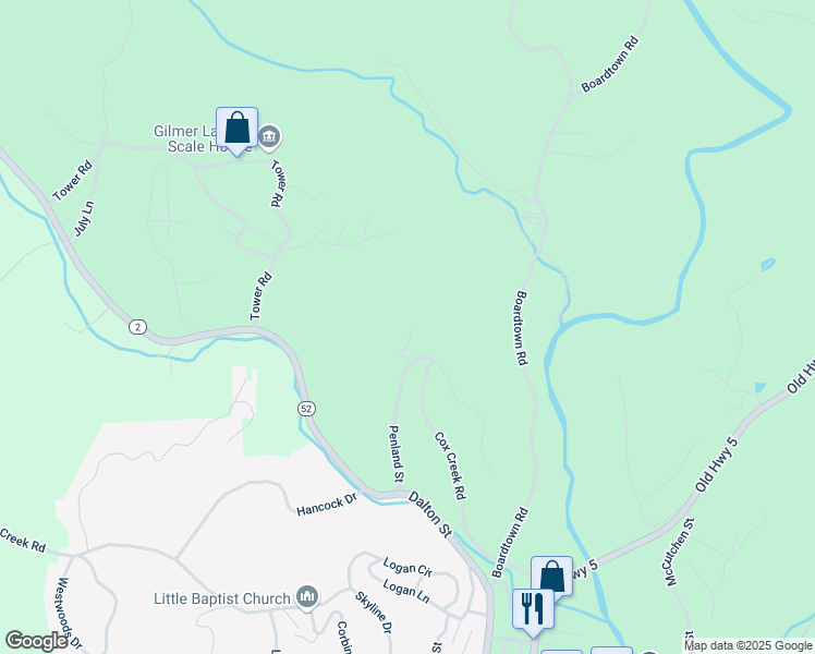 map of restaurants, bars, coffee shops, grocery stores, and more near 47 Bear Drive in Ellijay
