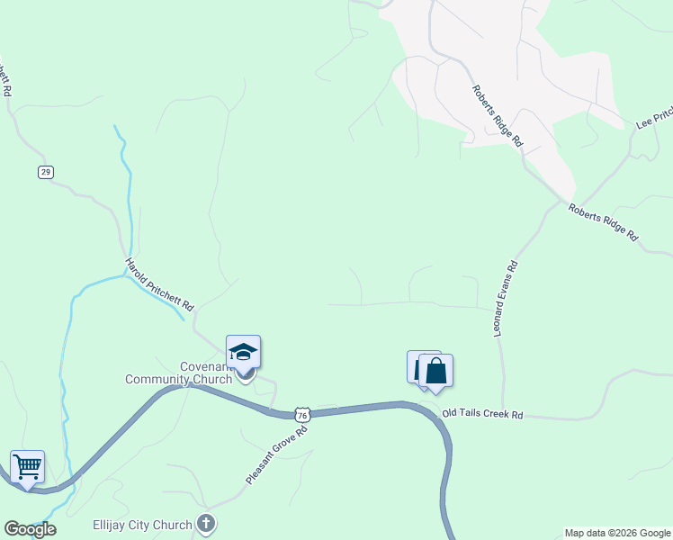 map of restaurants, bars, coffee shops, grocery stores, and more near Crabapple Court in Ellijay