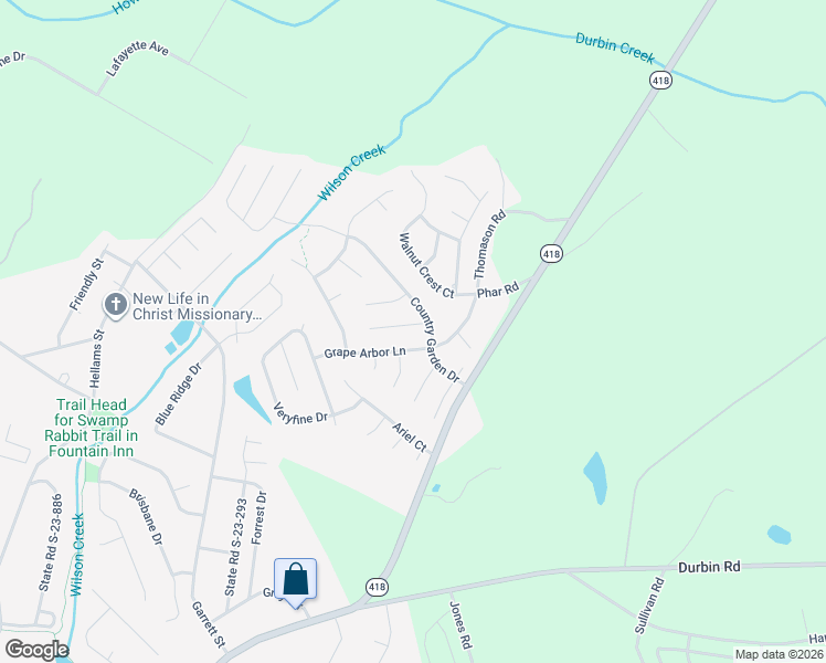 map of restaurants, bars, coffee shops, grocery stores, and more near 503 Climbing Rose Court in Fountain Inn