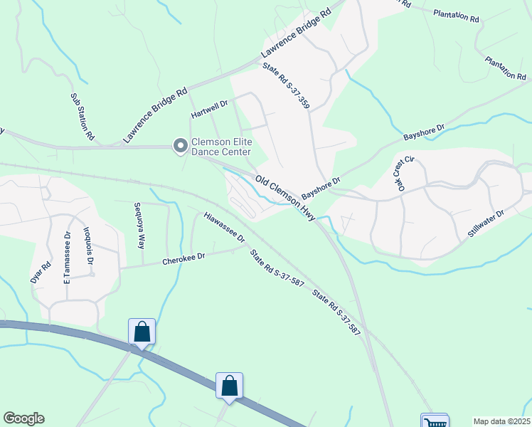 map of restaurants, bars, coffee shops, grocery stores, and more near 105 Whittle Park Drive in Seneca