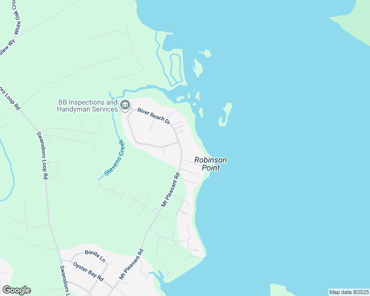 map of restaurants, bars, coffee shops, grocery stores, and more near 210 River Reach Drive in Swansboro