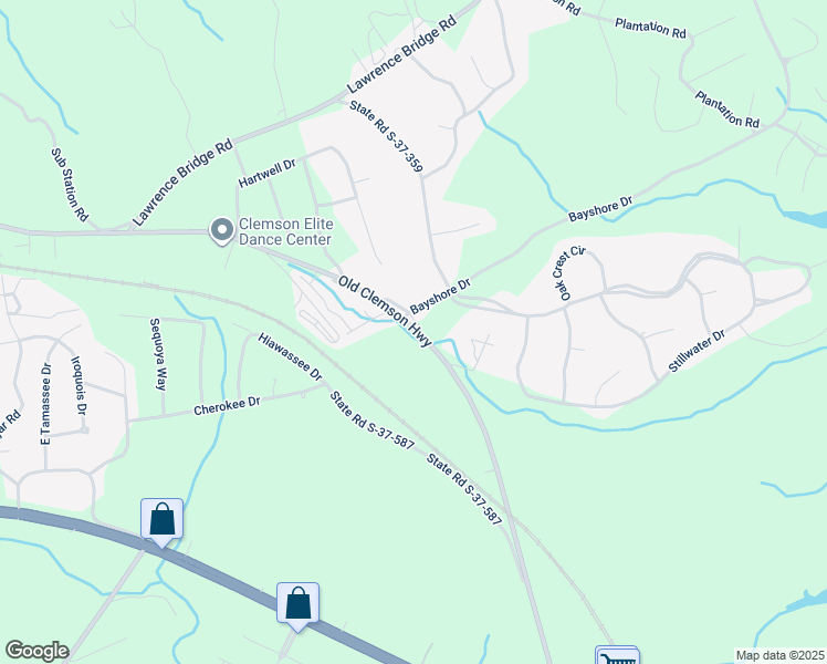 map of restaurants, bars, coffee shops, grocery stores, and more near 865 Old Clemson Highway in Seneca