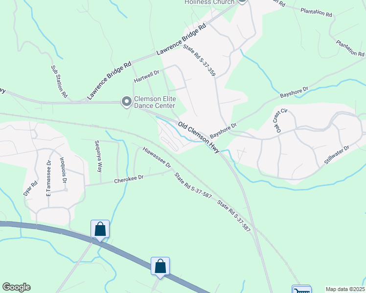 map of restaurants, bars, coffee shops, grocery stores, and more near 105 Whittle Park Drive in Seneca