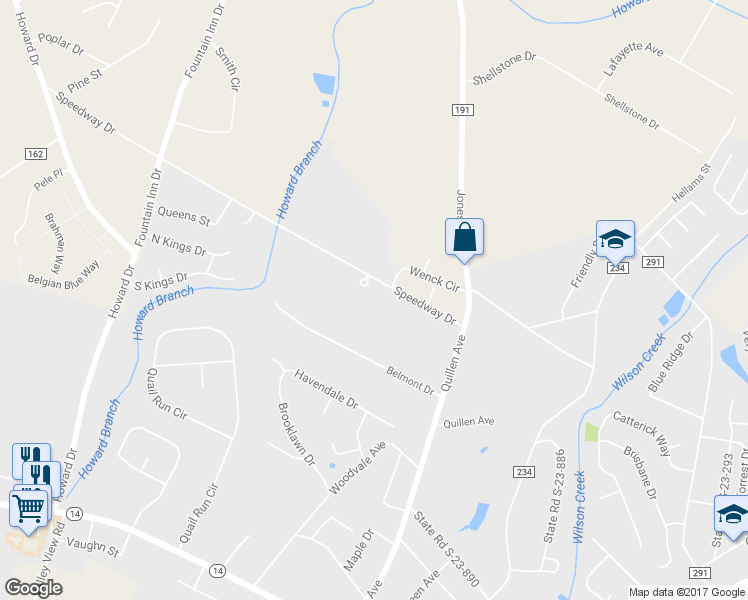 map of restaurants, bars, coffee shops, grocery stores, and more near 145 Speedway Drive in Fountain Inn