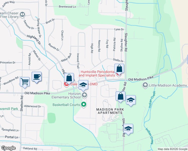 map of restaurants, bars, coffee shops, grocery stores, and more near 105 Briargate Lane in Madison