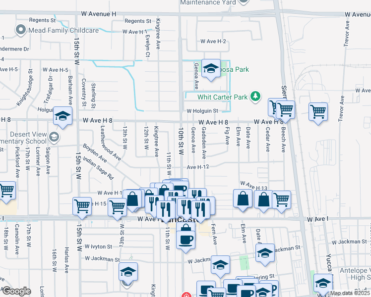 map of restaurants, bars, coffee shops, grocery stores, and more near in Lancaster