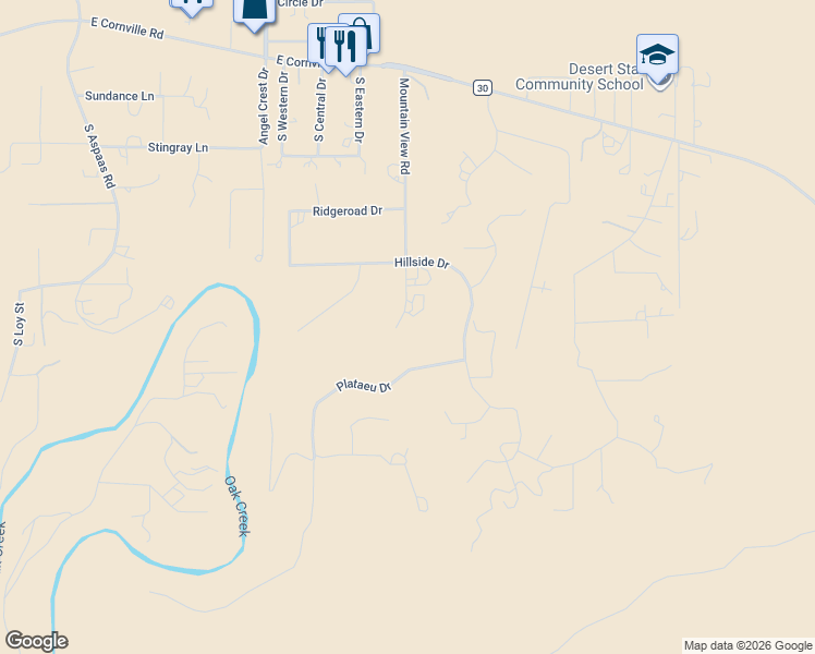 map of restaurants, bars, coffee shops, grocery stores, and more near 1665 Mountain View Road in Cornville
