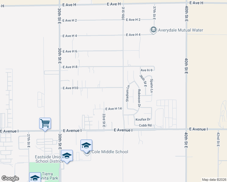 map of restaurants, bars, coffee shops, grocery stores, and more near 3322 East Avenue H10 in Lancaster