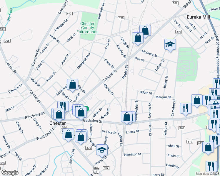 map of restaurants, bars, coffee shops, grocery stores, and more near 146 Walnut Street in Chester