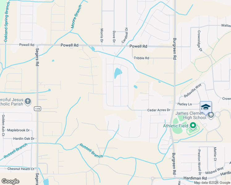 map of restaurants, bars, coffee shops, grocery stores, and more near 47 Green Creek Road in Madison