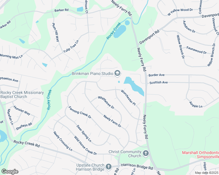 map of restaurants, bars, coffee shops, grocery stores, and more near 803 Worchester Place in Simpsonville