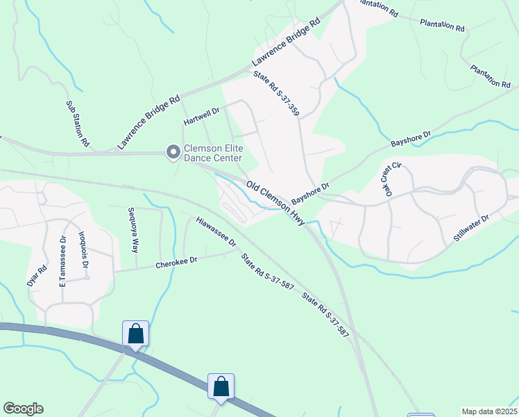 map of restaurants, bars, coffee shops, grocery stores, and more near 105 Whittle Park Drive in Seneca