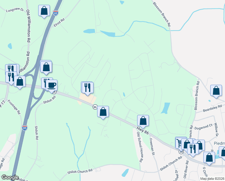 map of restaurants, bars, coffee shops, grocery stores, and more near 36 Avonlea Court in Piedmont