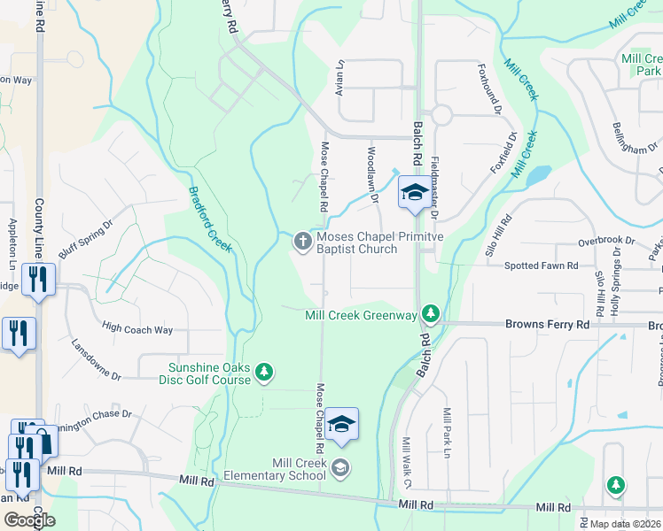 map of restaurants, bars, coffee shops, grocery stores, and more near 107 Gracie Lane in Madison