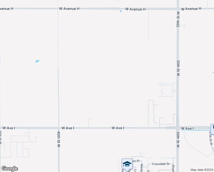 map of restaurants, bars, coffee shops, grocery stores, and more near 38th Street West in Lancaster