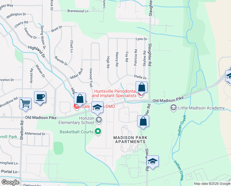 map of restaurants, bars, coffee shops, grocery stores, and more near 105 Briargate Lane in Madison