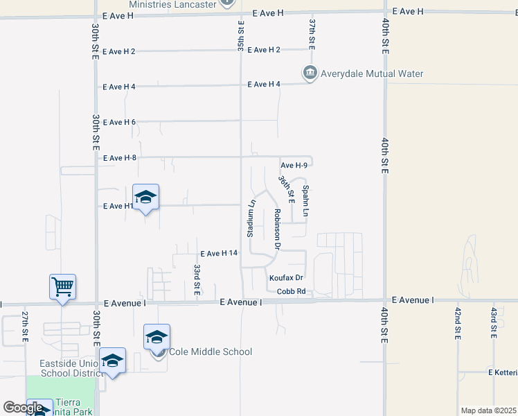 map of restaurants, bars, coffee shops, grocery stores, and more near 45439 Mays Court in Lancaster