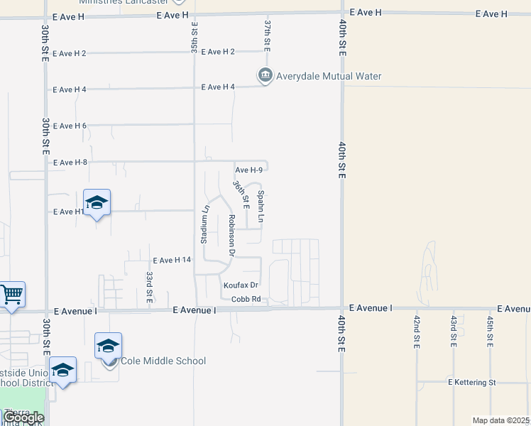 map of restaurants, bars, coffee shops, grocery stores, and more near 45444 Spahn Lane in Lancaster