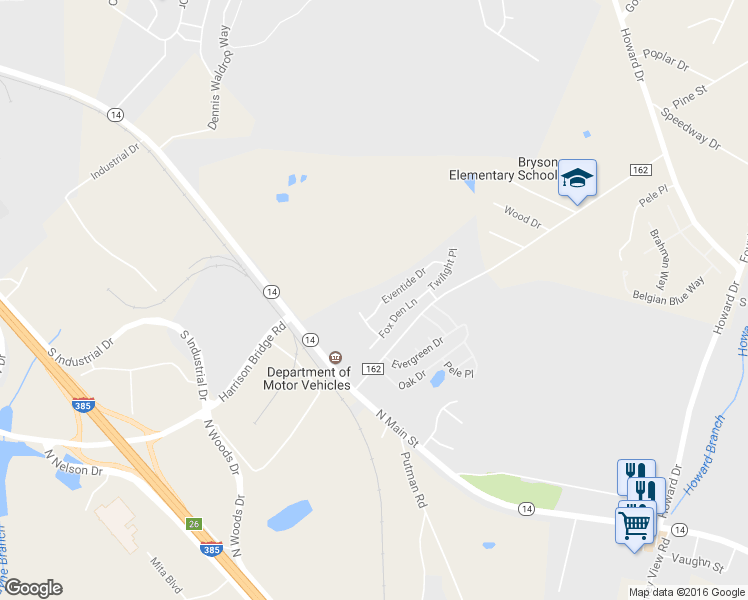 map of restaurants, bars, coffee shops, grocery stores, and more near 9 Eventide Drive in Simpsonville