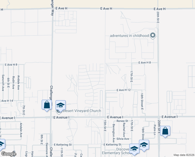 map of restaurants, bars, coffee shops, grocery stores, and more near East Avenue H10 in Lancaster
