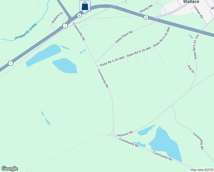 map of restaurants, bars, coffee shops, grocery stores, and more near Brickyard Road in Wallace