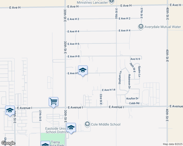 map of restaurants, bars, coffee shops, grocery stores, and more near East Avenue H10 in Del Sur