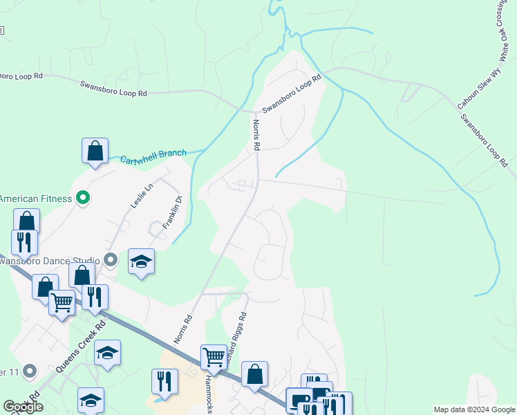 map of restaurants, bars, coffee shops, grocery stores, and more near 205 Channel Marker Loop in Swansboro