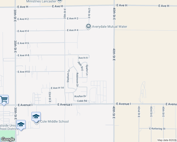 map of restaurants, bars, coffee shops, grocery stores, and more near 45448 Spahn Lane in Lancaster
