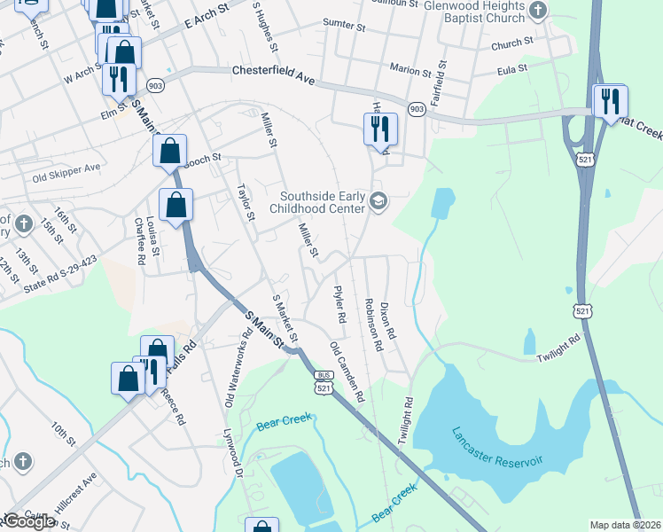 map of restaurants, bars, coffee shops, grocery stores, and more near 704 Miller Saint Exd in Lancaster