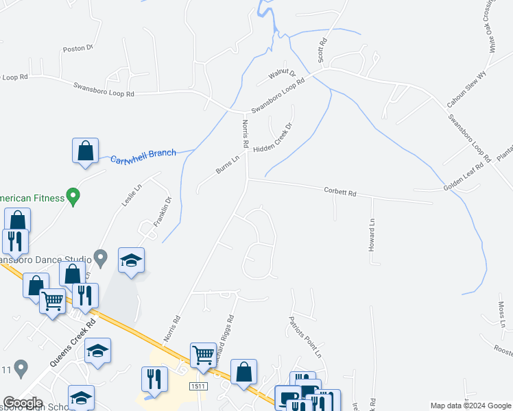 map of restaurants, bars, coffee shops, grocery stores, and more near 209 Channel Marker Loop in Swansboro