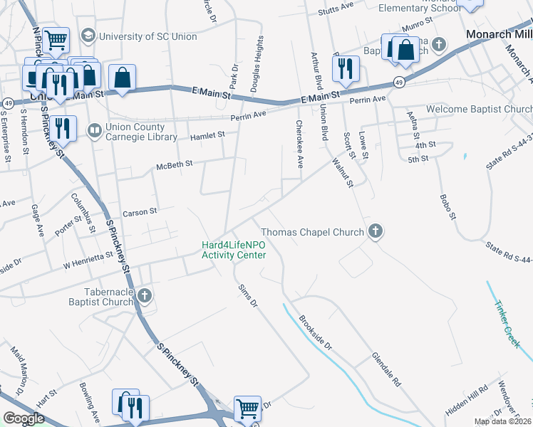 map of restaurants, bars, coffee shops, grocery stores, and more near 105 Eastwood Avenue in Union