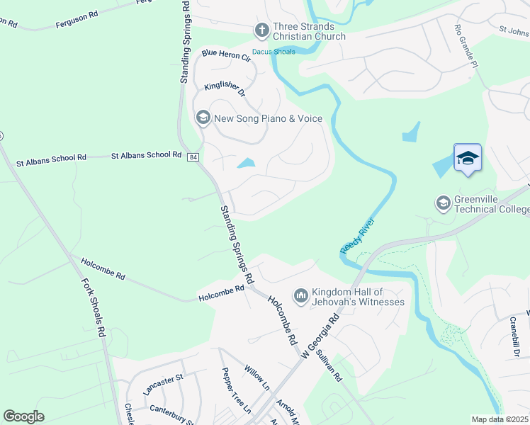 map of restaurants, bars, coffee shops, grocery stores, and more near 136 Portland Falls Drive in Simpsonville