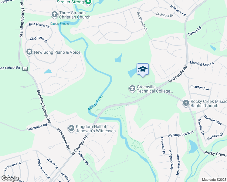 map of restaurants, bars, coffee shops, grocery stores, and more near 1836 West Georgia Road in Simpsonville
