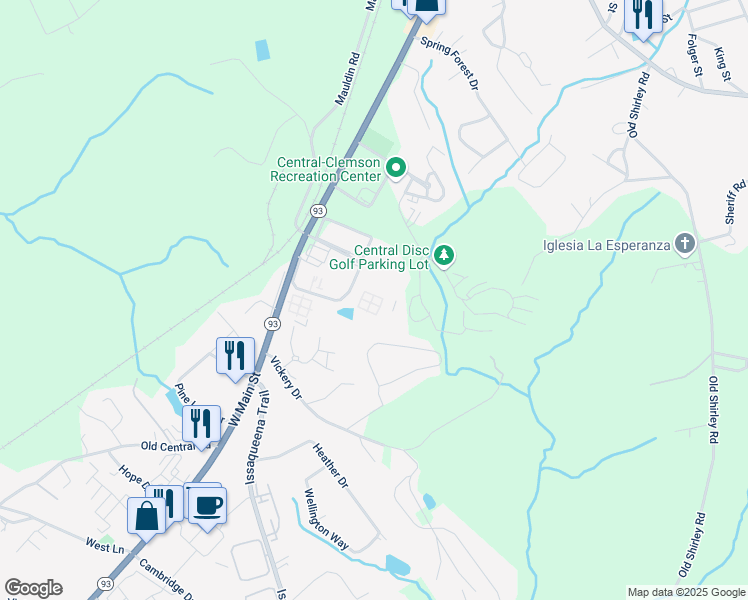 map of restaurants, bars, coffee shops, grocery stores, and more near 148 University Village Drive in Central