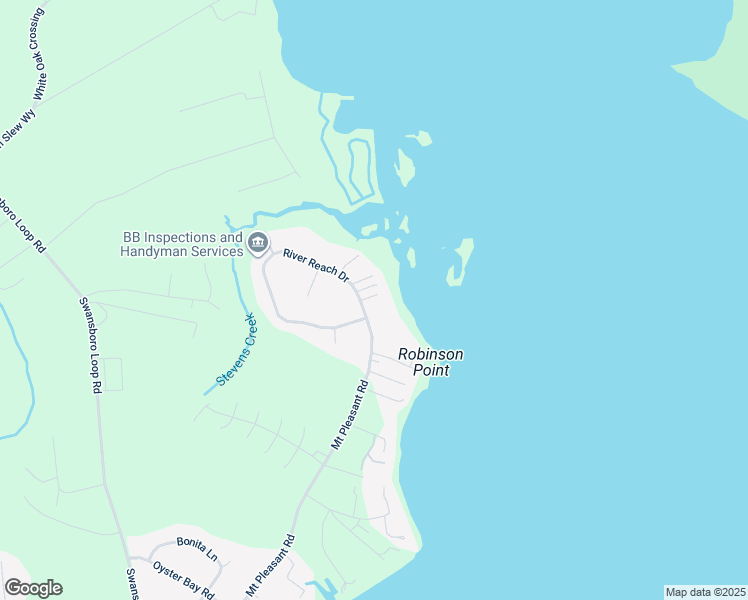 map of restaurants, bars, coffee shops, grocery stores, and more near 222 River Reach Drive in Swansboro