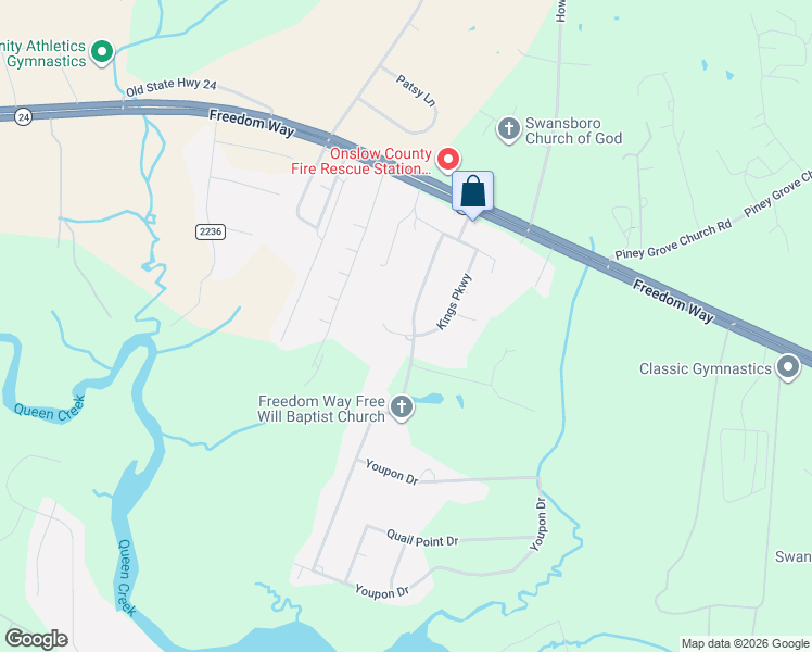 map of restaurants, bars, coffee shops, grocery stores, and more near 254 Kings Parkway in Hubert