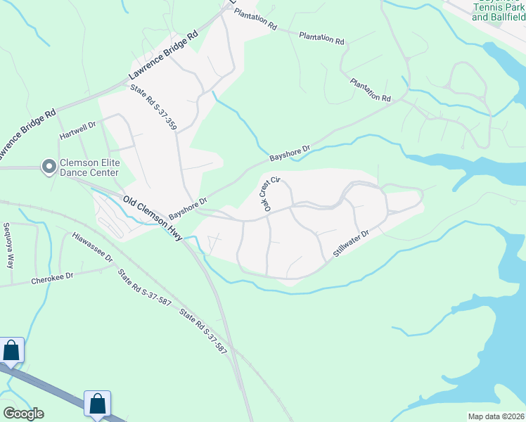 map of restaurants, bars, coffee shops, grocery stores, and more near 101 Oak Crest Circle in Seneca