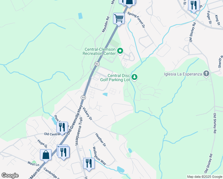 map of restaurants, bars, coffee shops, grocery stores, and more near 148 University Village Drive in Central