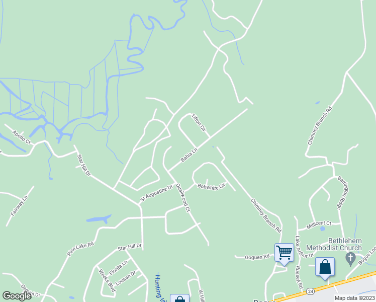map of restaurants, bars, coffee shops, grocery stores, and more near 311 Bahia Lane in Cape Carteret