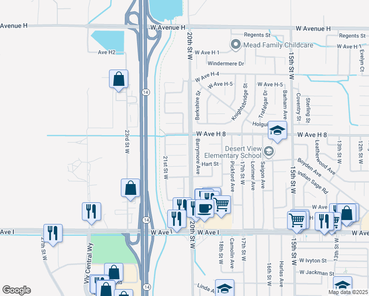 map of restaurants, bars, coffee shops, grocery stores, and more near 2012 Brennan Court in Lancaster