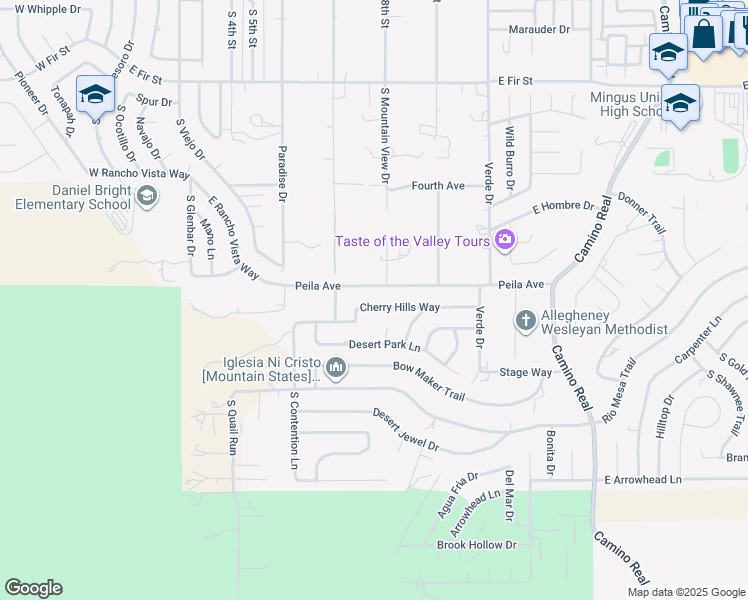 map of restaurants, bars, coffee shops, grocery stores, and more near 798 Cherry Hills Way in Cottonwood