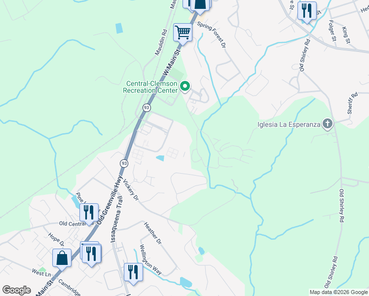 map of restaurants, bars, coffee shops, grocery stores, and more near 215 Campus Drive in Central