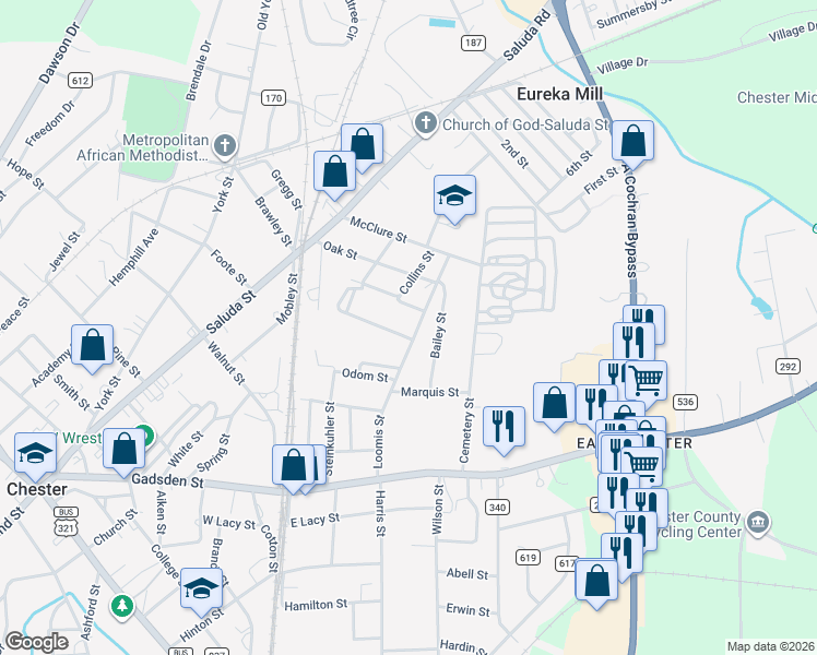 map of restaurants, bars, coffee shops, grocery stores, and more near 152 Loomis St in Chester
