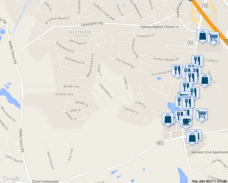 map of restaurants, bars, coffee shops, grocery stores, and more near 403 2 Gait Lane in Simpsonville
