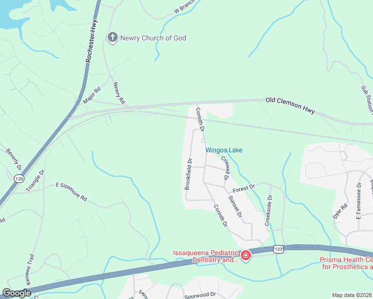map of restaurants, bars, coffee shops, grocery stores, and more near 4045 Brookfield Drive in Seneca