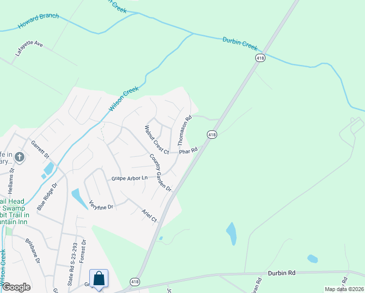 map of restaurants, bars, coffee shops, grocery stores, and more near 412 Thomason Road in Fountain Inn