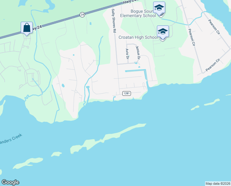 map of restaurants, bars, coffee shops, grocery stores, and more near Salty Shores Road in Newport